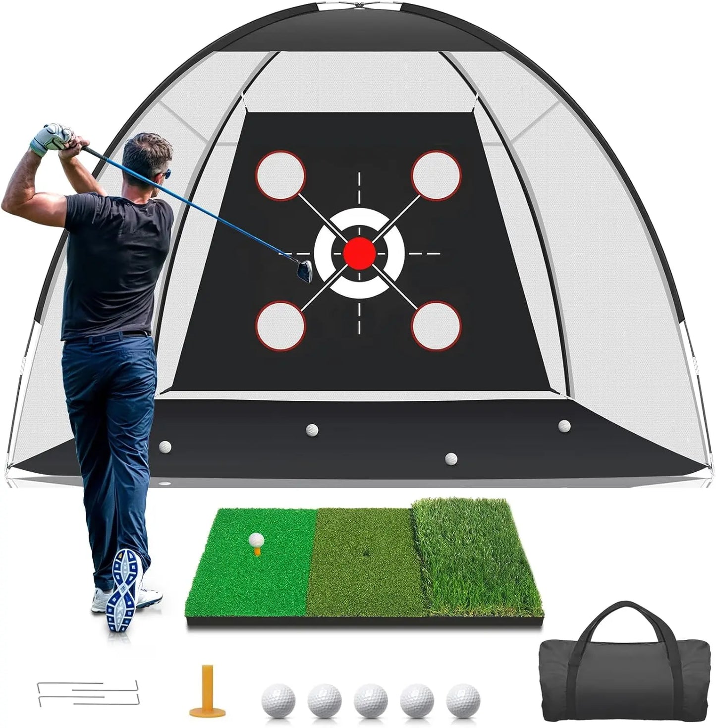 Golf Net with Practice Mat,Golf Hitting Aid Nets 10x7FT LoraSportsShop