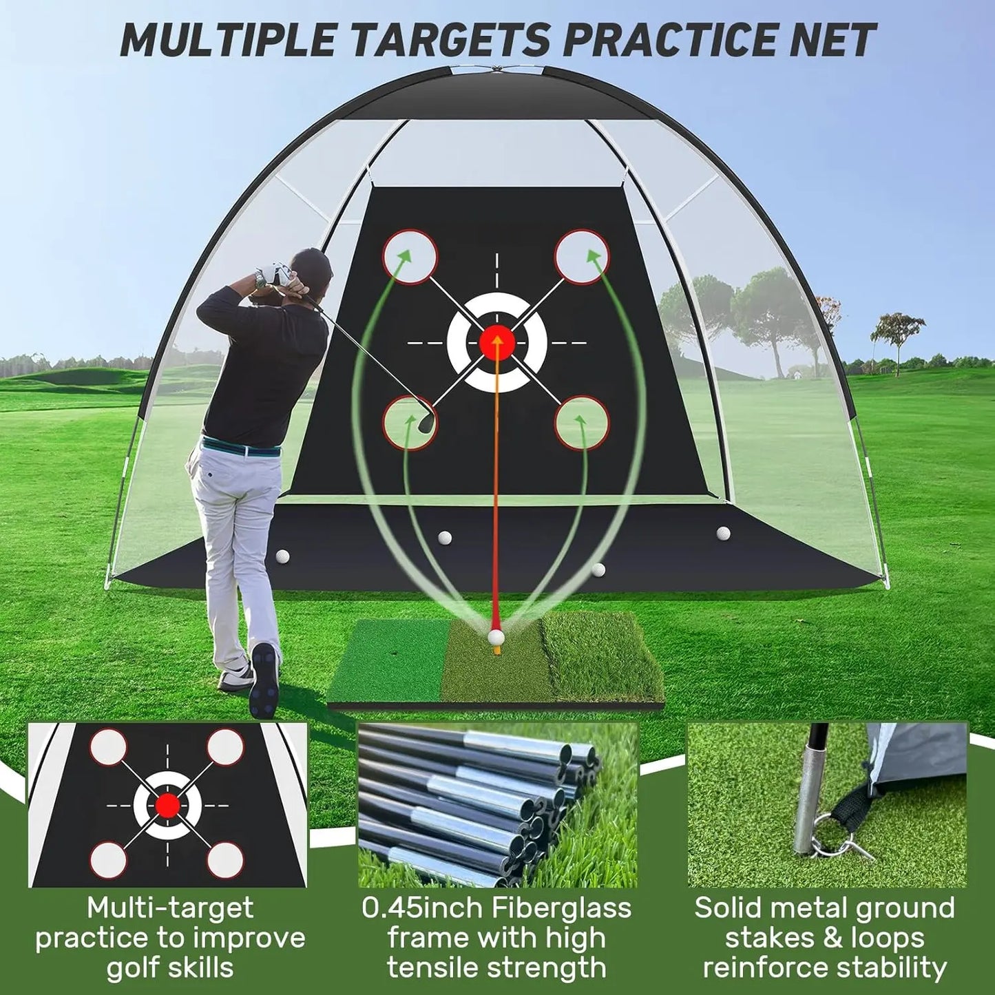 Golf Net with Practice Mat,Golf Hitting Aid Nets 10x7FT LoraSportsShop